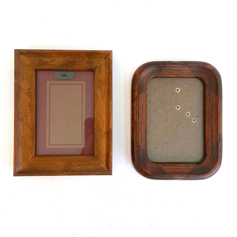 Vintage Fetco Handcrafted Wood Picture Frame Set 2 3.5x5 Tabletop Wall Decor